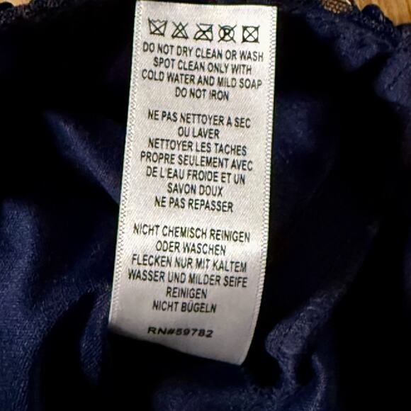 NWT Adrianna Papell Womens Sequin Bead Top Cap Sleeve Wrap Front Formal Navy 10 - Picture 12 of 13